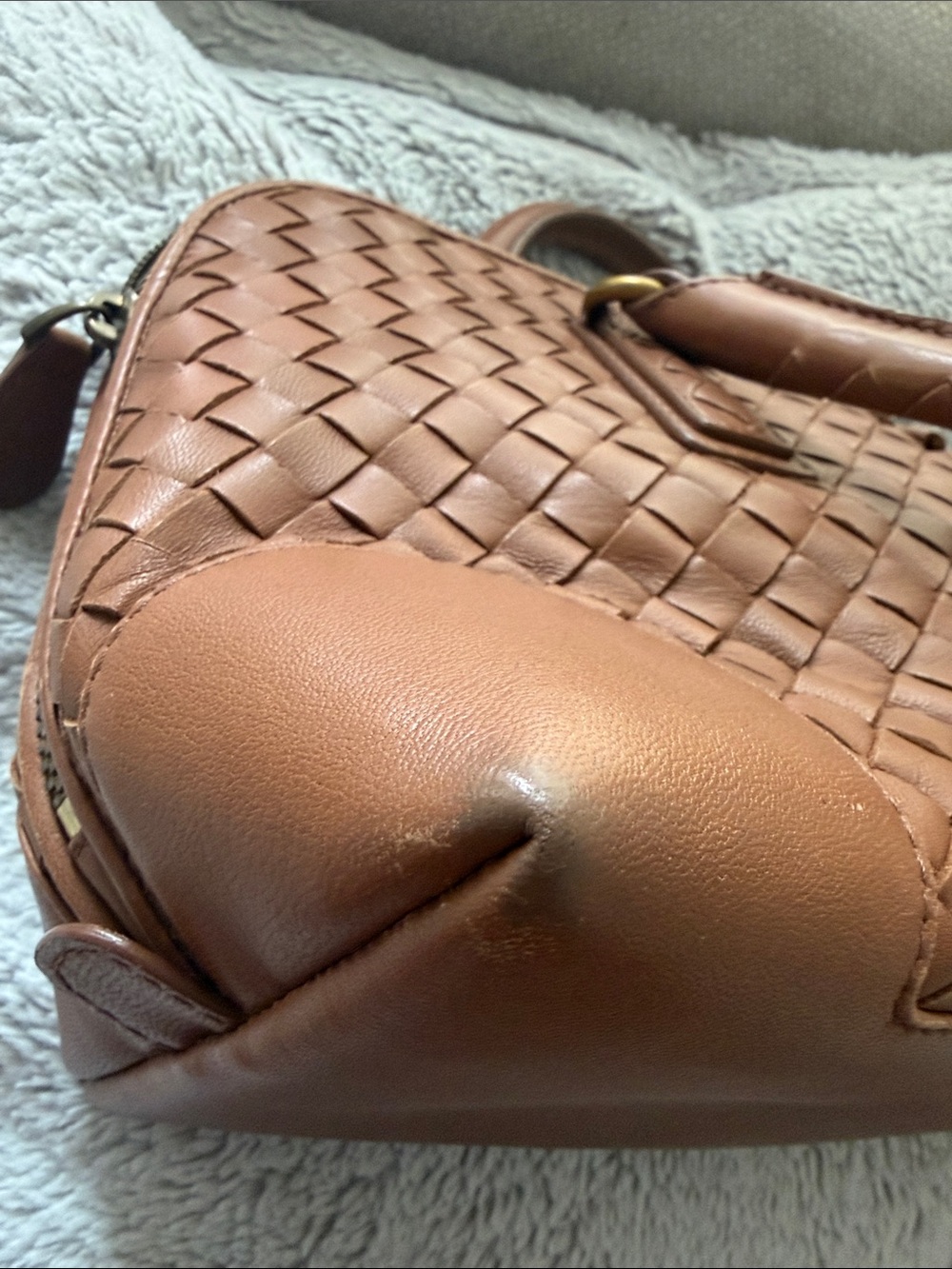 Bottega Veneta Intrecciato Leather Satchel - Cognac Brown - Picture 14 of 15
